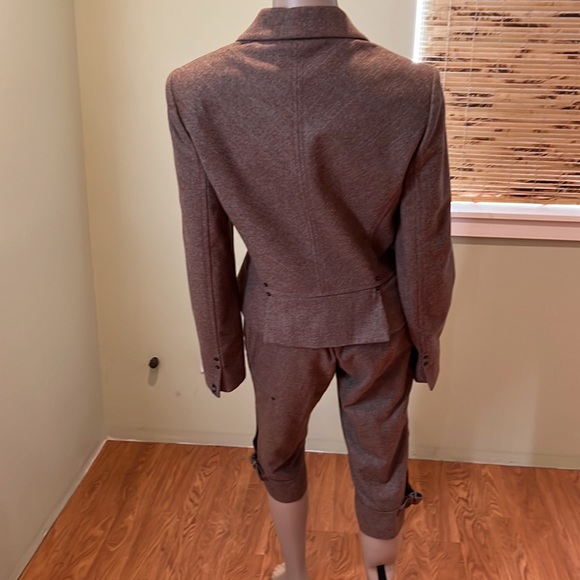 Le Full 2 Piece Wool Blend Pinstripe Suit With Crop Pants And Blazer Size 8-10 - Picture 4 of 12